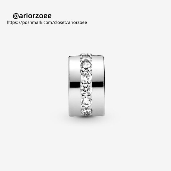 Pandora Clear Sparkling Row Clip Charm - Picture 2 of 7